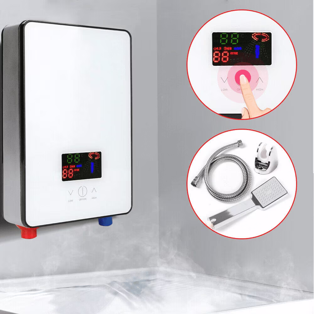 4500W Whole House Electric Water Heater Tankless Instant Water Heater with Shower Head 110V 30 - 55