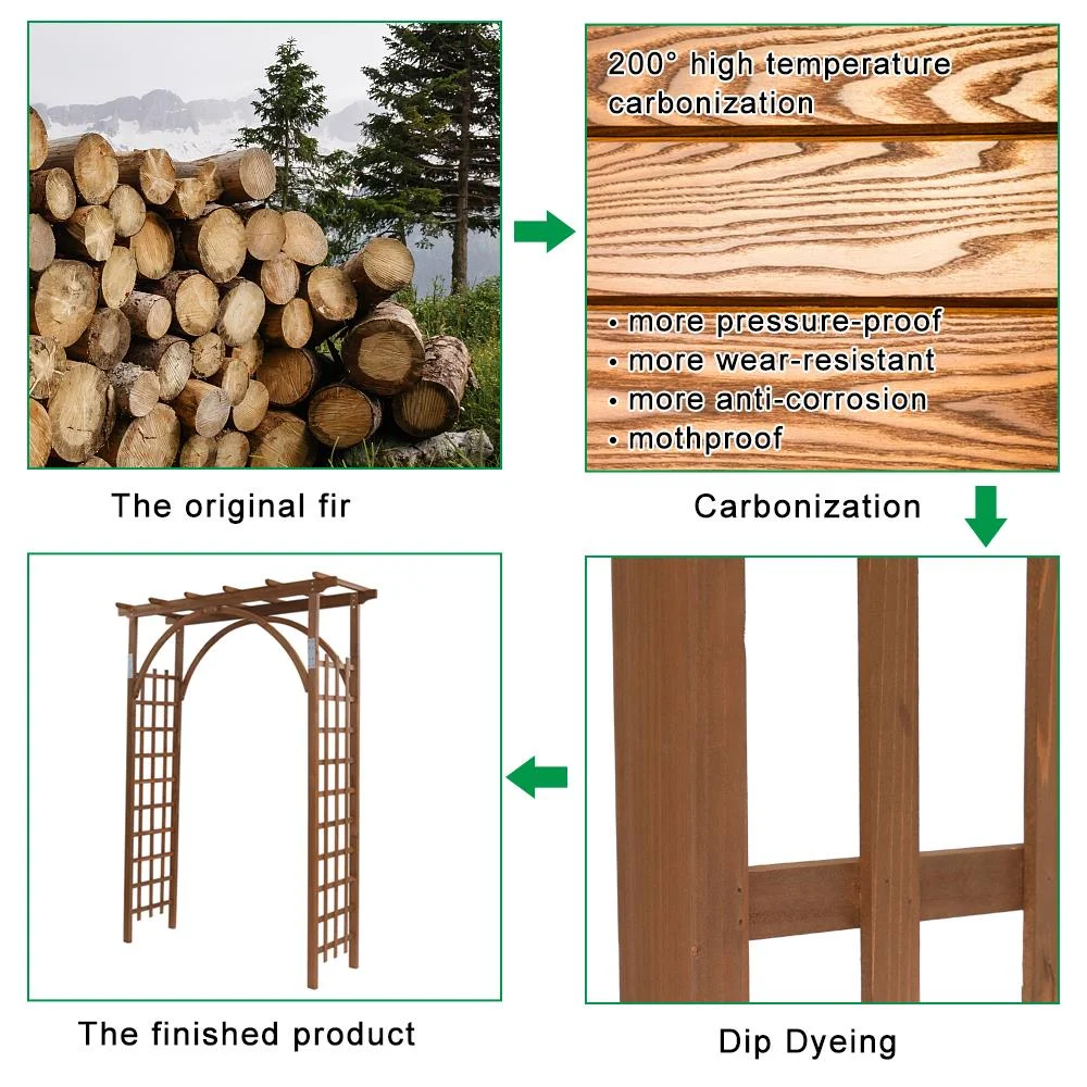 Outdoor Wooden Garden Arbor for Climbing Plants Dark Brown - Image 10
