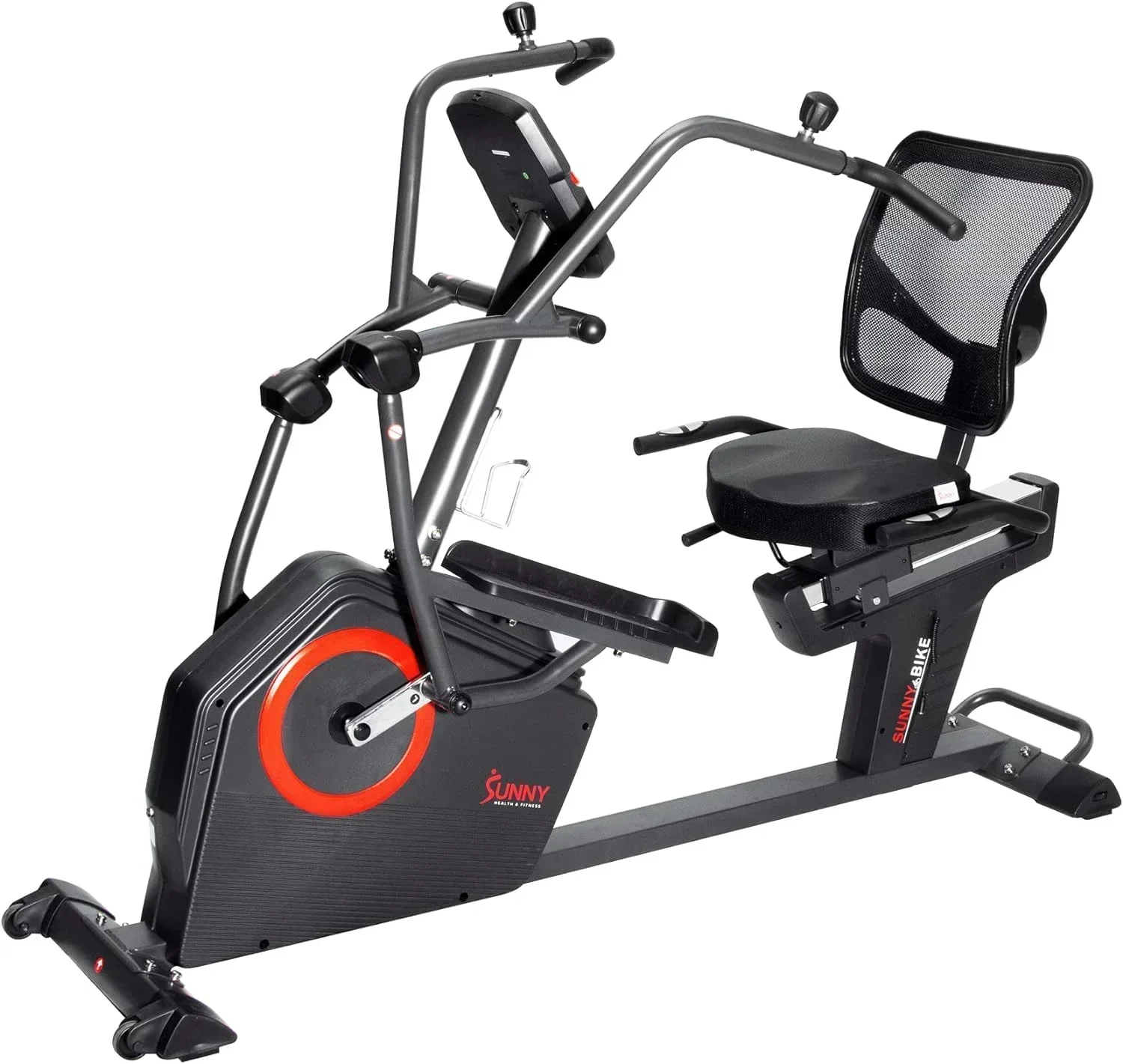 Health & Fitness Electromagnetic Recumbent Cross Trainer Exercise Elliptical Bike w/Arm Exercisers. Easy Access Seat & Exclusive SunnyFit App Enhanced Bluetooth Connectivity - SF-RBE4886SMART