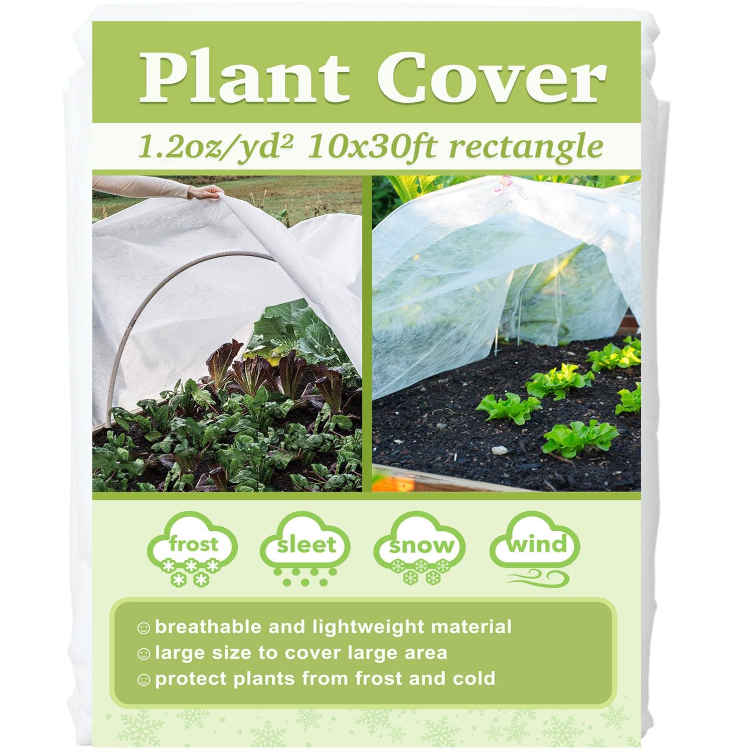 Plant Covers Freeze Protection 10x30ft Floating Row Cover 1.2oz/yd2 Plant Covers for Winter Garden Fabric for Cold Sun Protection