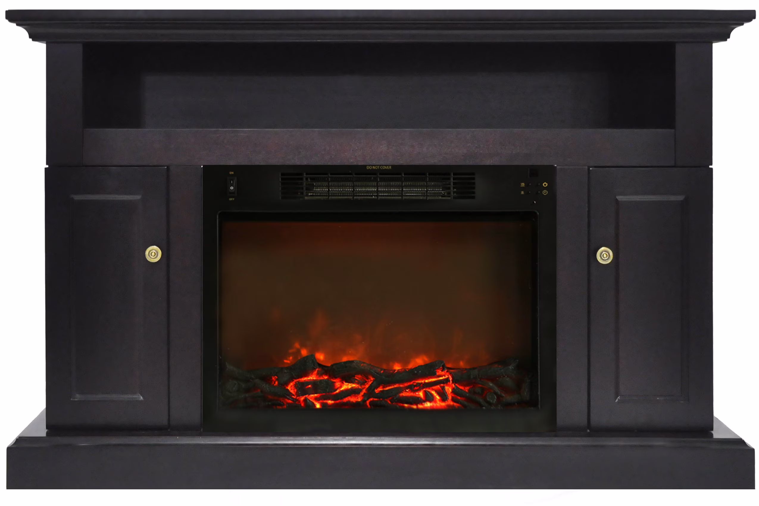 Sorrento Electric Fireplace Heater with 47" Entertainment Stand and Charred Log Display(Black Coffee)