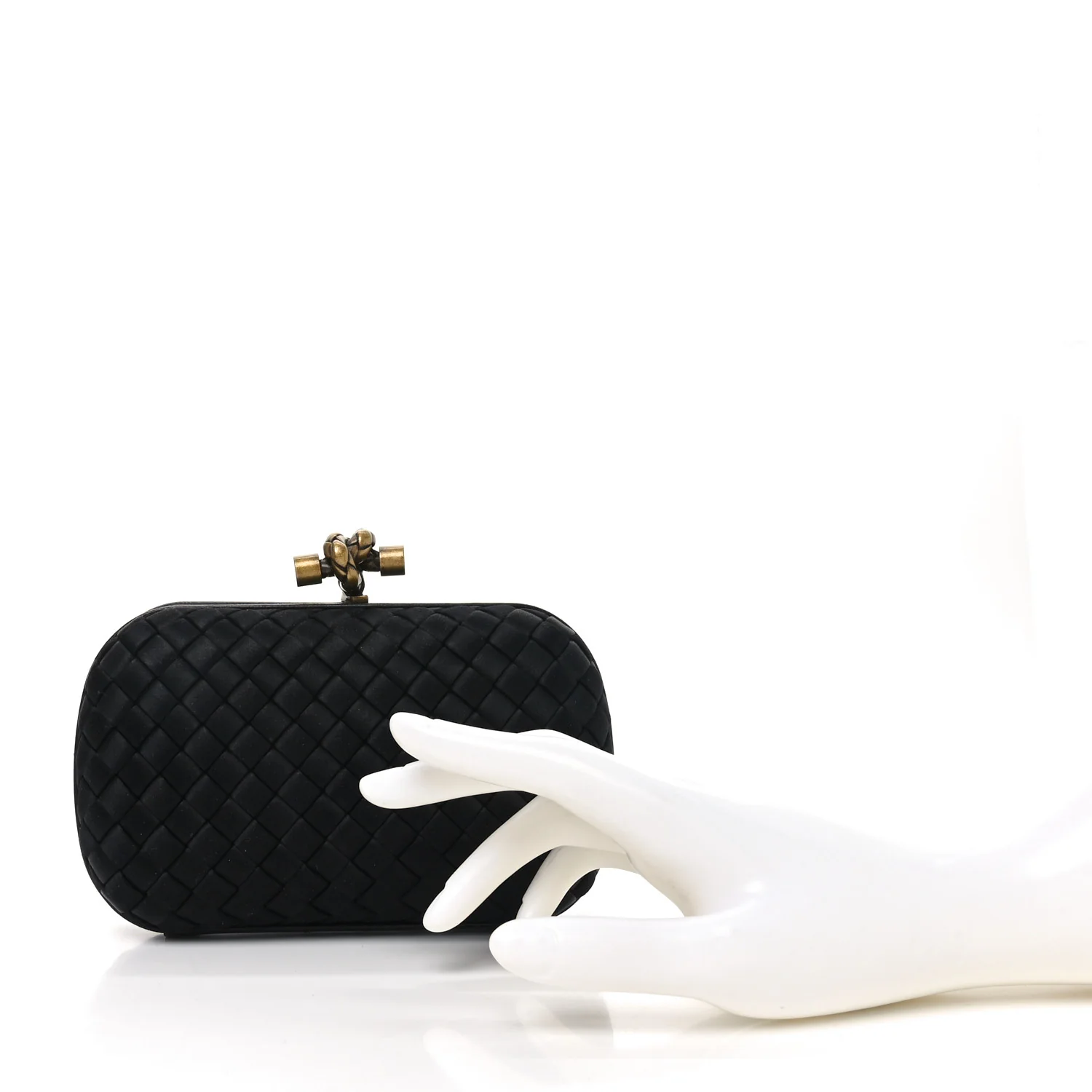 Satin Intreccio Impero Knot Clutch Black