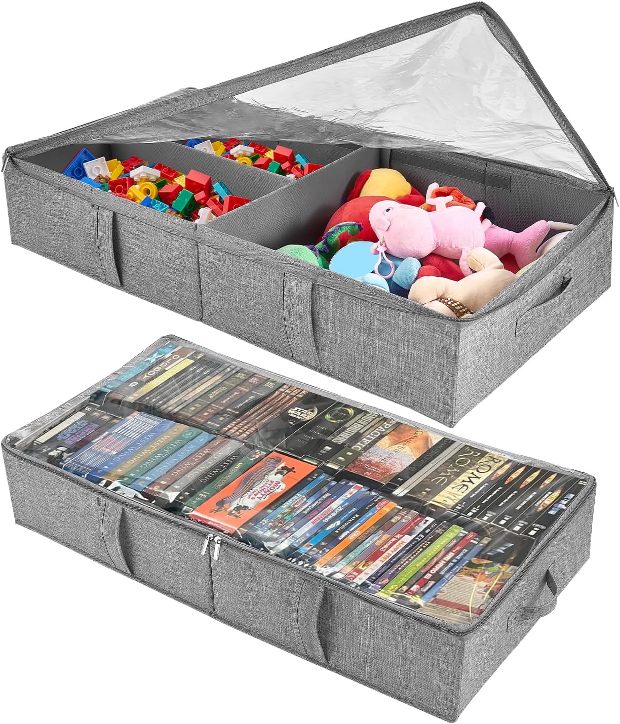 Underbed Storage Containers, 2-Pack Under Bed Toy Storage Boxes with Lids