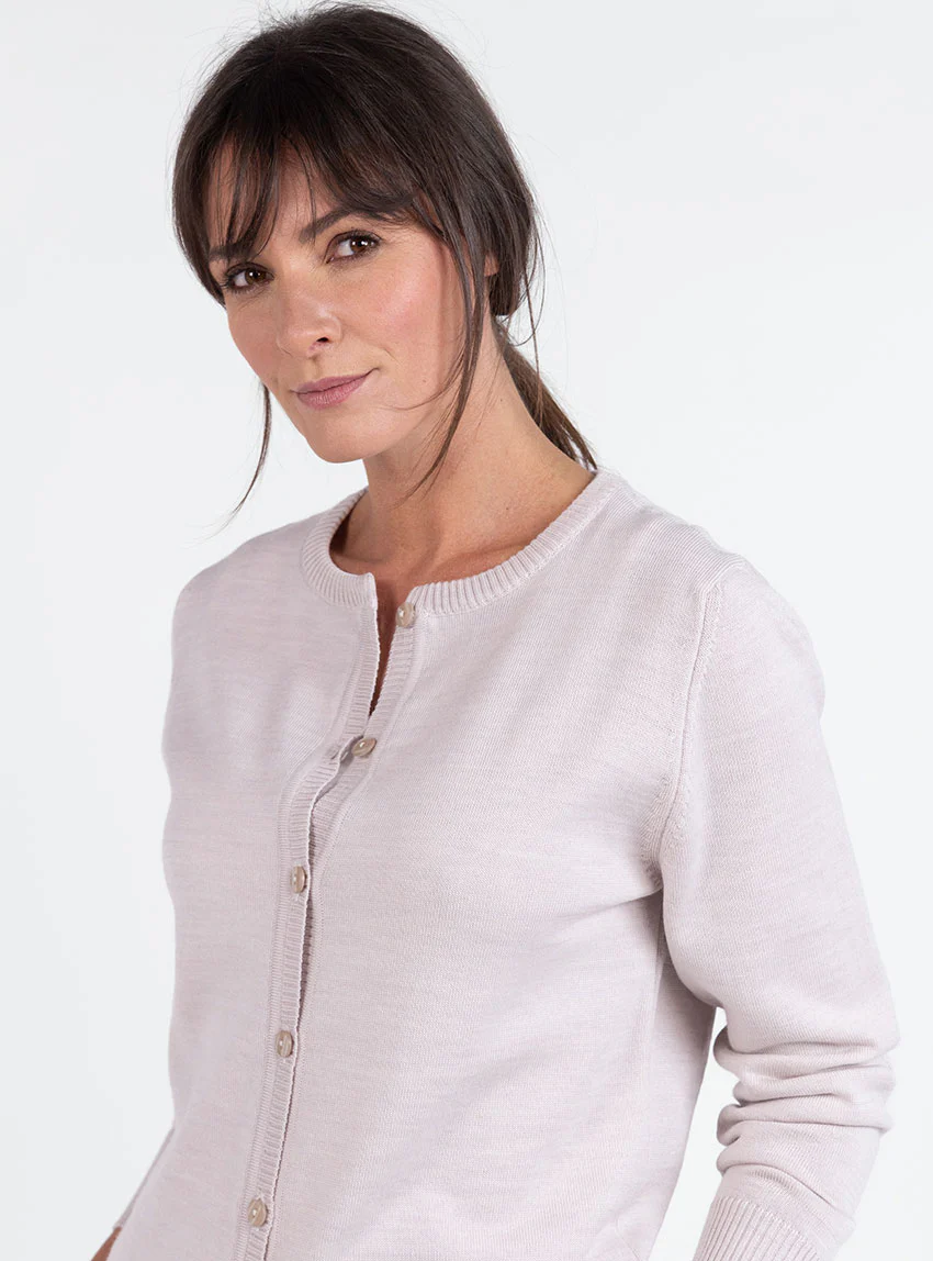Cardigan femme en laine beige naturel