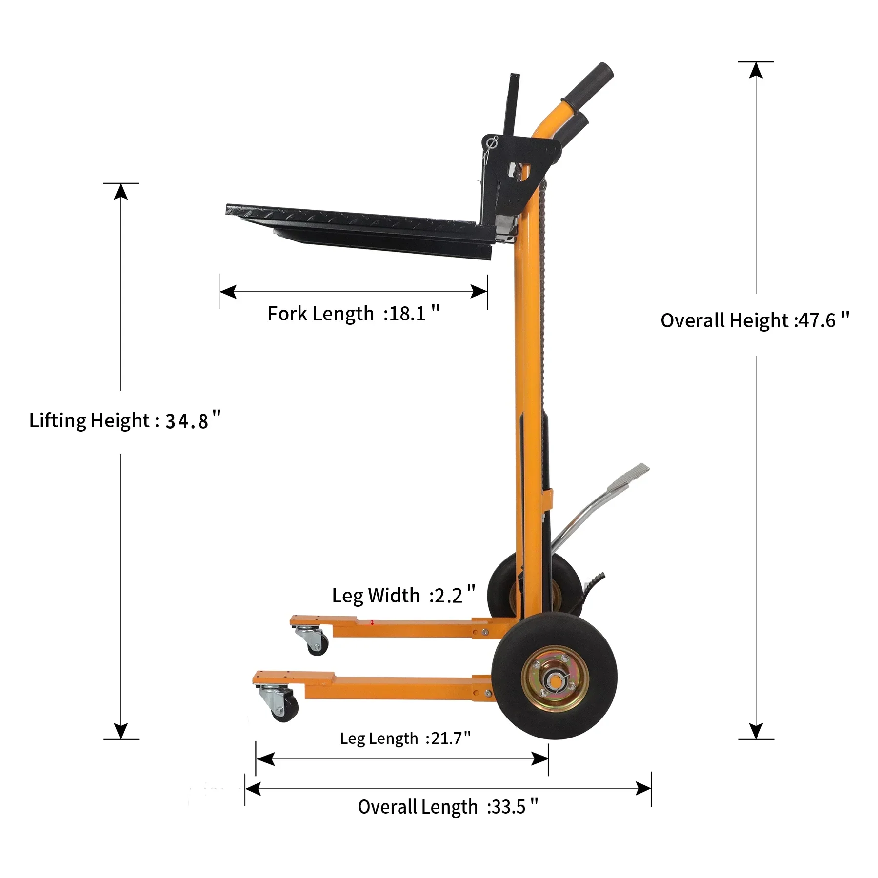 APOLLOLIFT Material Lift Mini Manual Stacker with Removable Flat Bed, 440lbs Load Capacity, 35.4 Max Lifting Height