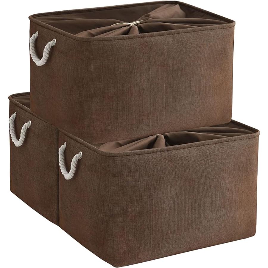Storage Bins Baskets For Organizing, 20.5l×15.7w×13.8h 3 Pack Sturdy Fabric Storage Basket W/Handles, Decorative Foldable Storage Baskets For