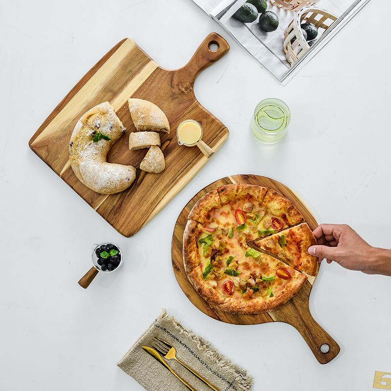 Acacia Wood Pizza Plate Western-style Food Steak and Bread Plate Acacia Wooden Tray