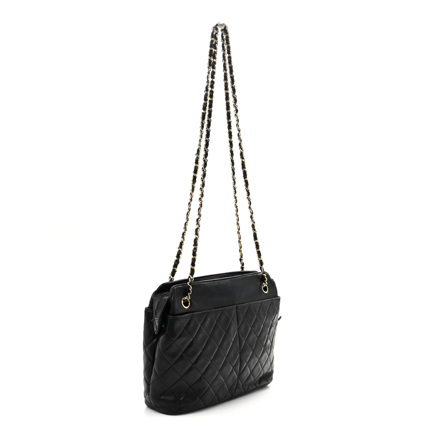 Lambskin Quilted Shoulder Bag Black