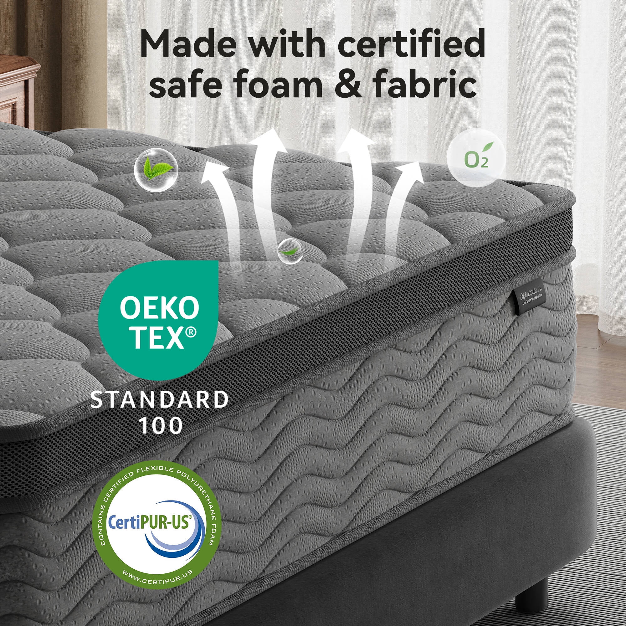 Queen Mattress 10 inch, Hybrid Mattress in a Box, Memory Foam and Individual Pocket Springs, Pressure Relief, Medium Firm(Queen/10 in) - Image 8
