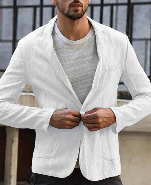 Blazer basique à revers cranté, poche et deux boutons, coupe ample