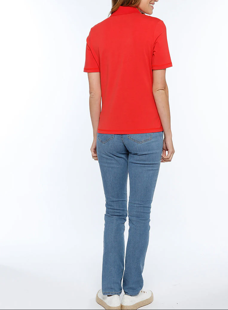 Polo femme en coton rouge