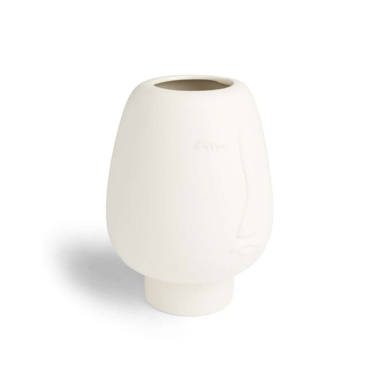 Vase visage céramique blanc Ø13xH18cm