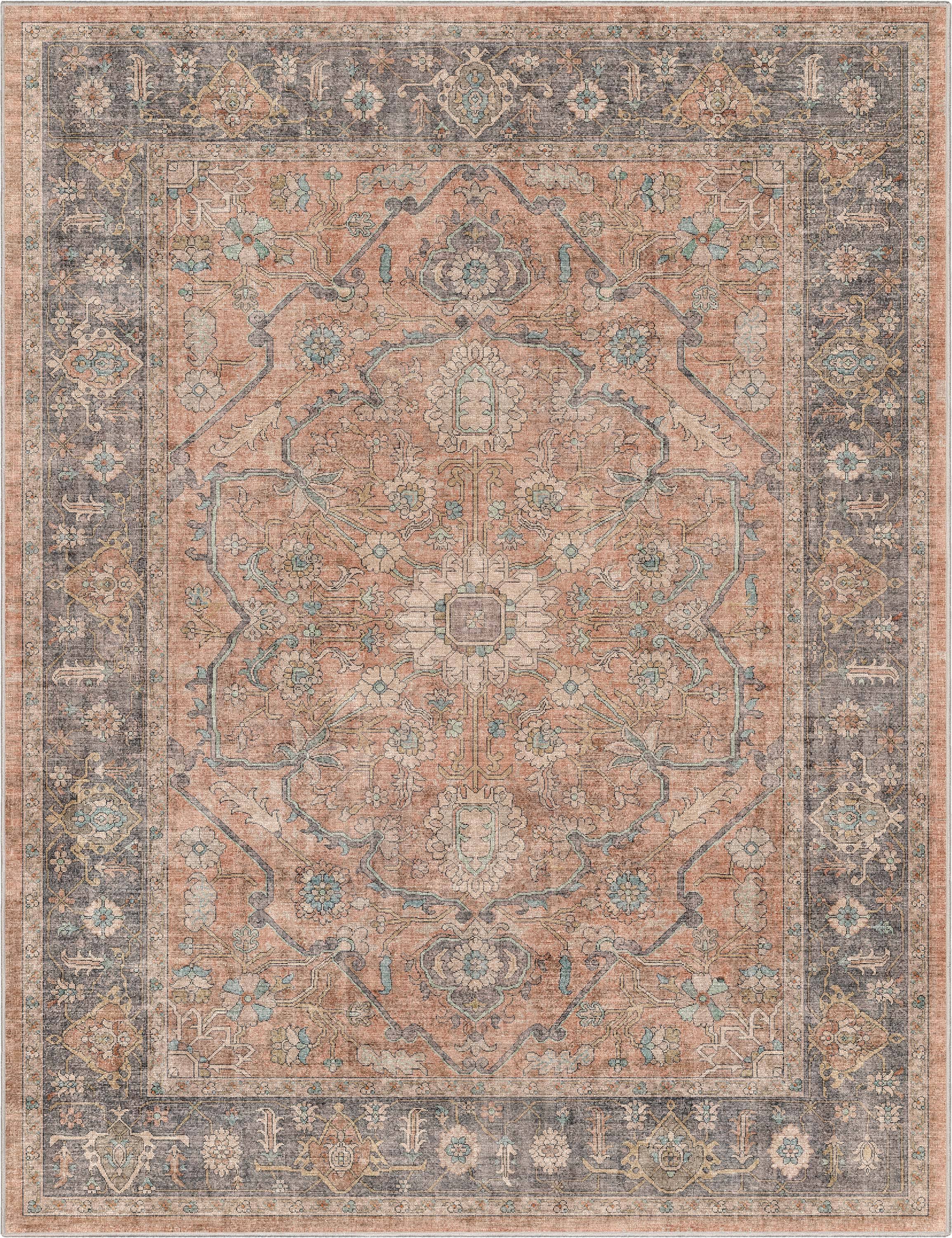 Well Woven Coral 5 ft. 3 in. x 7 ft. 3 in. Apollo Antigua Vintage Persian Oriental Area Rug