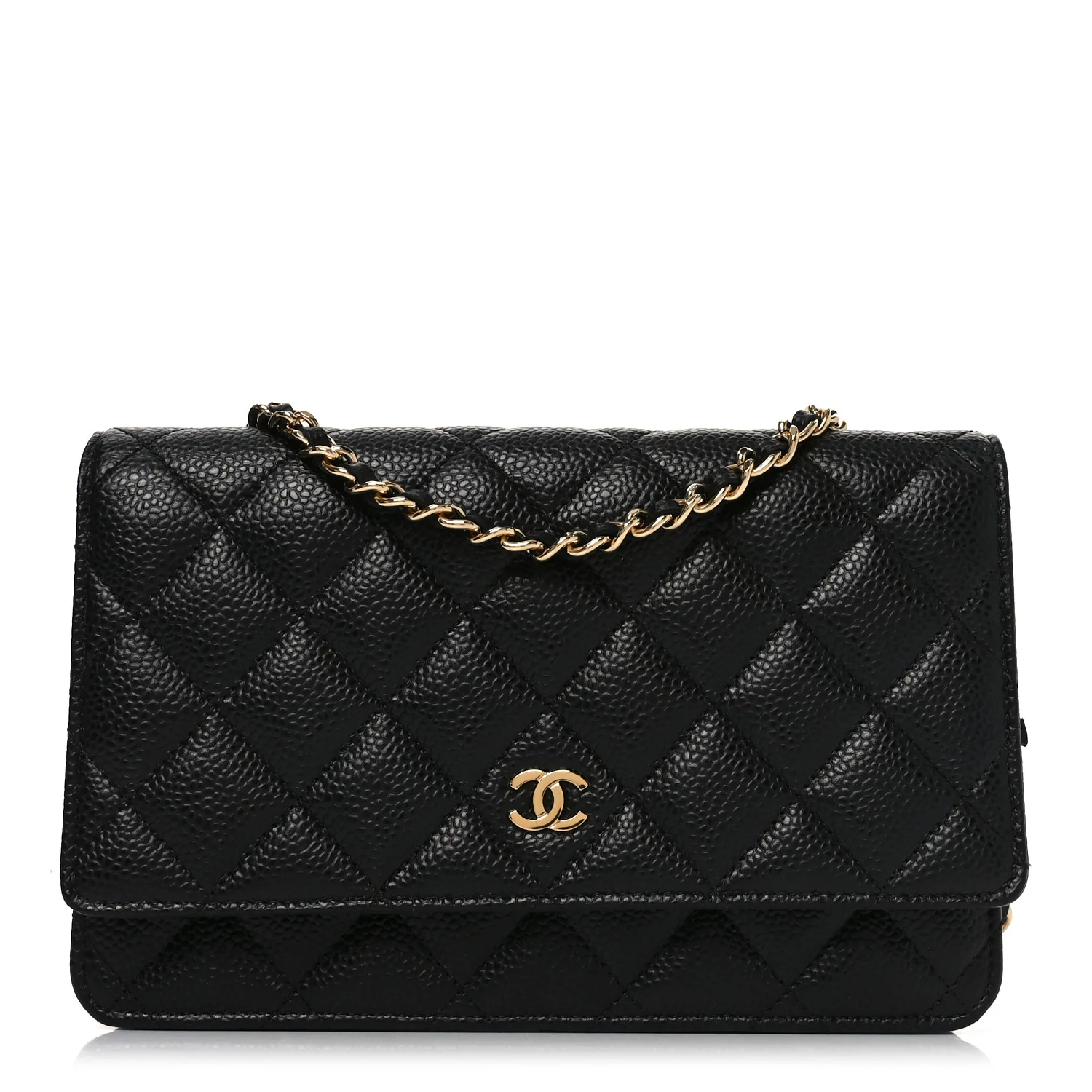 Caviar Quilted Wallet on Chain WOC Black