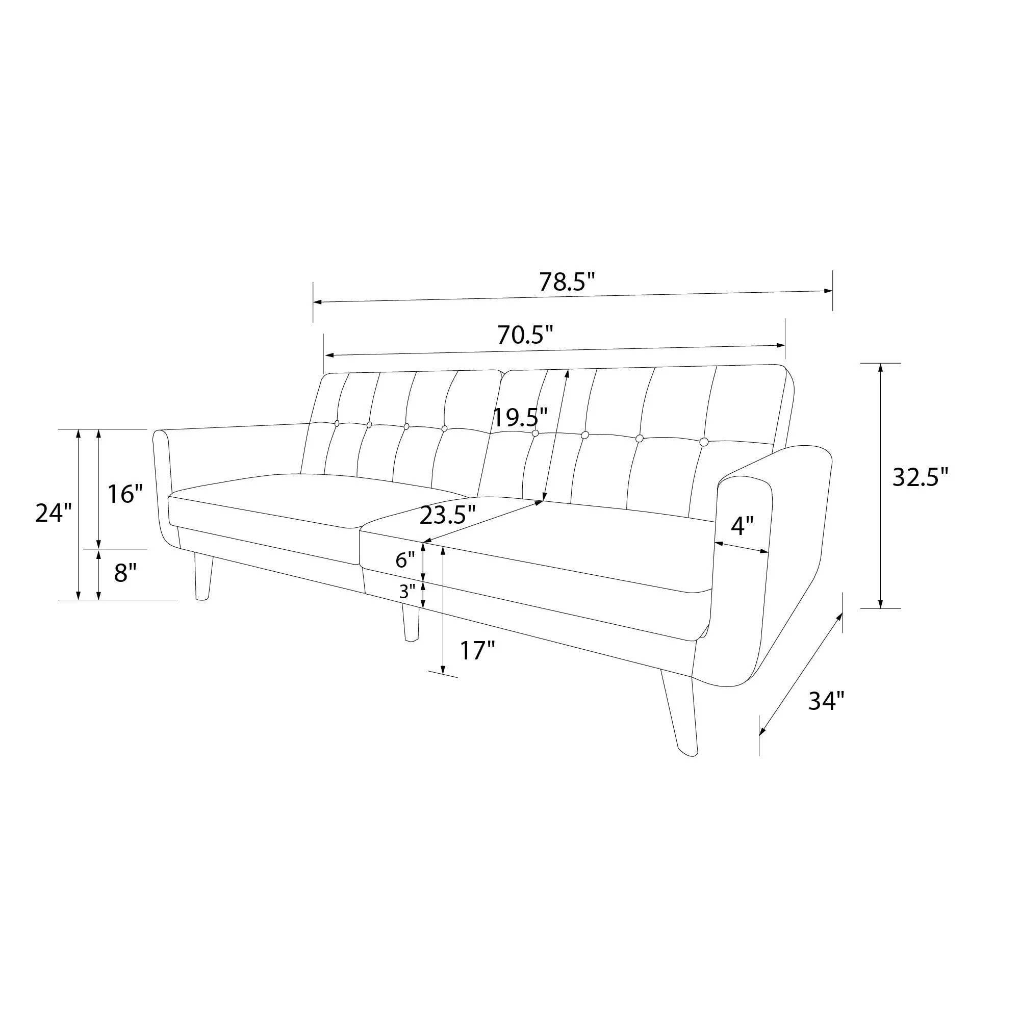 Better Homes & Gardens Nola Modern Futon, Camel Faux Leather