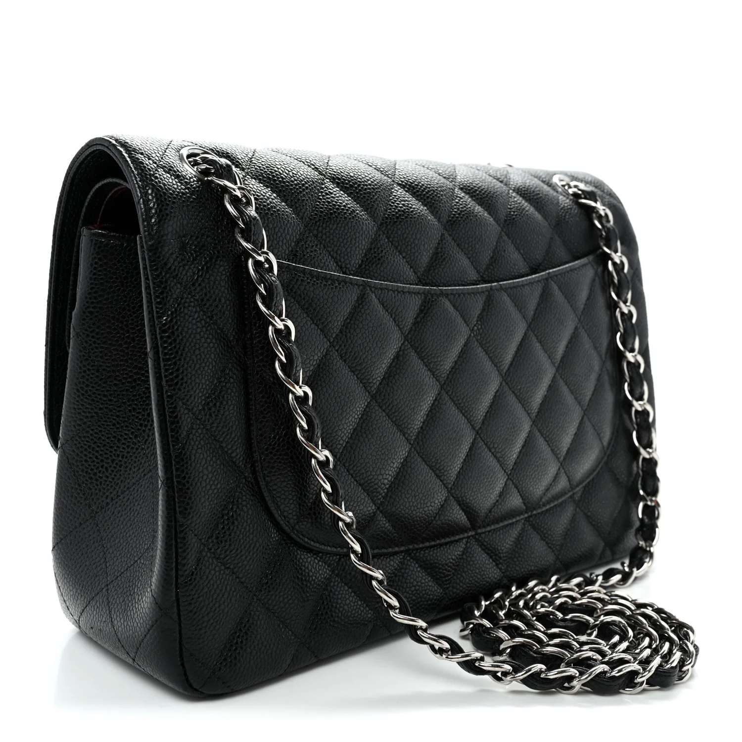 Caviar Quilted Jumbo Double Flap Black