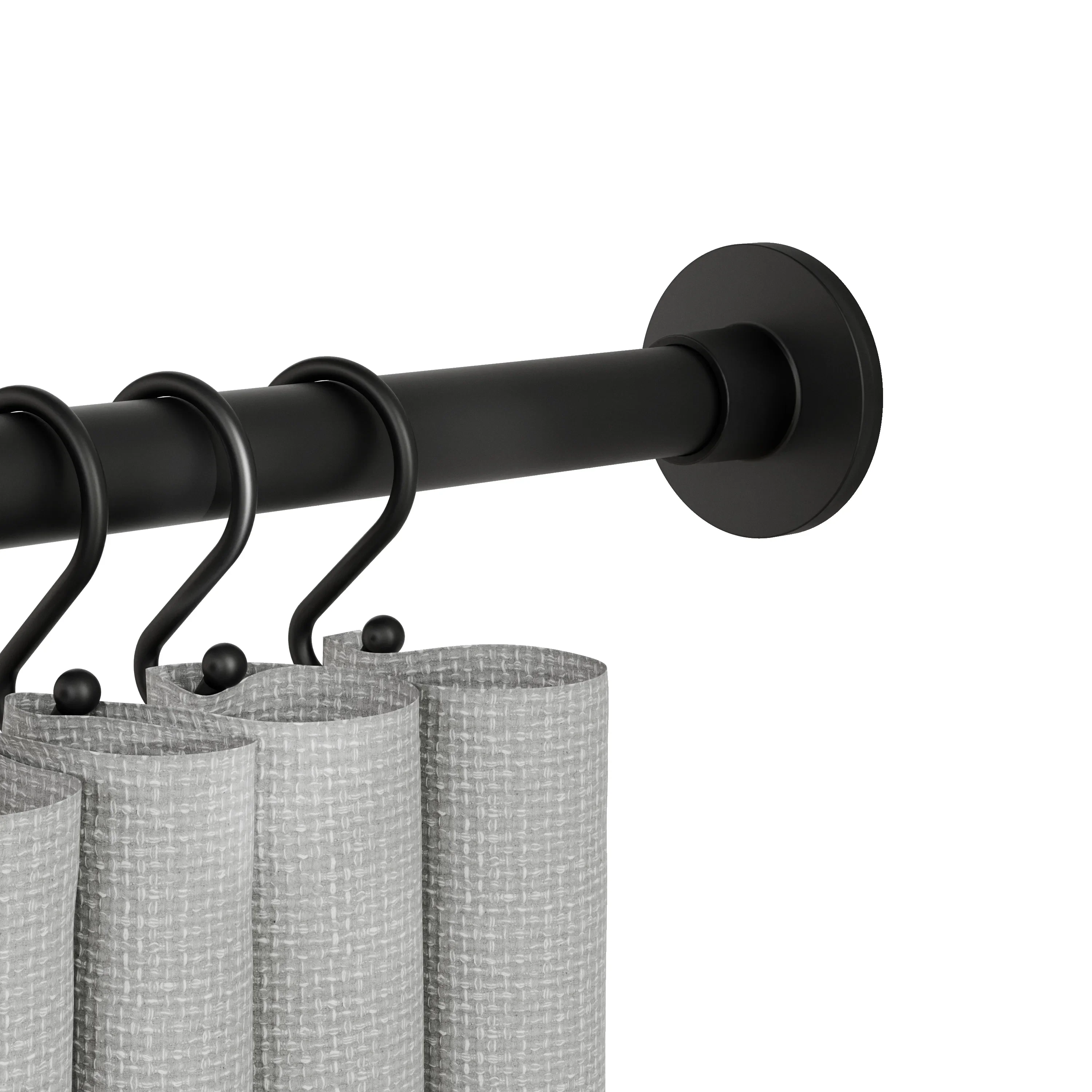 (4 pack) Better Homes & Gardens Rustproof 43�?- 72�?Modern Adjustable Tension Shower Curtain Rod, Matte Black