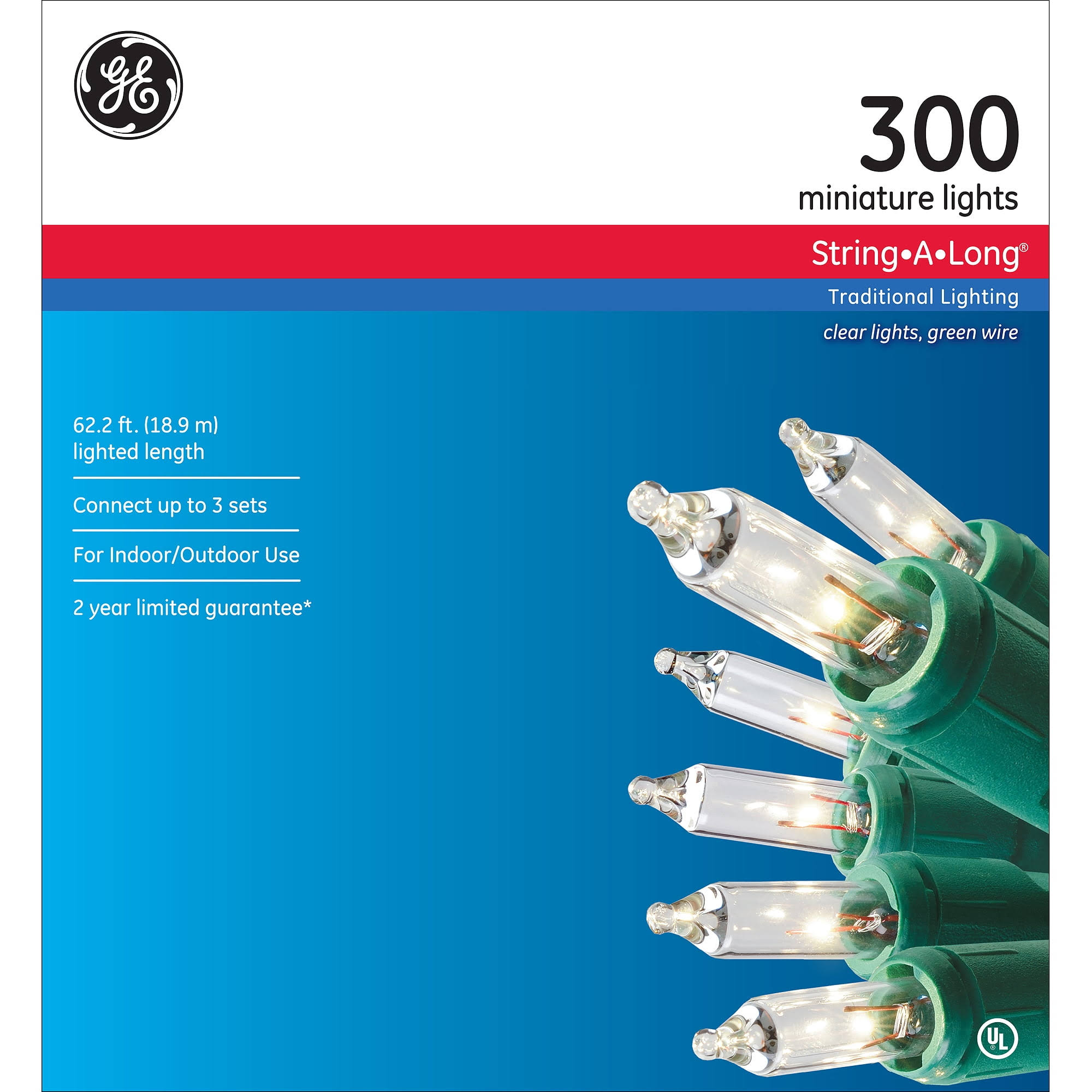 GE String-A-Long Clear Miniature String Lights, 300 Count
