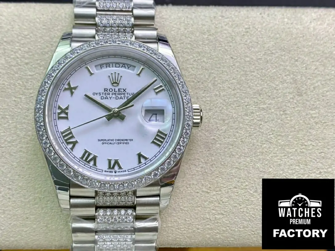 Rolex Day Date M128349RBR-0026 EW Factory Diamond-Set Bezel