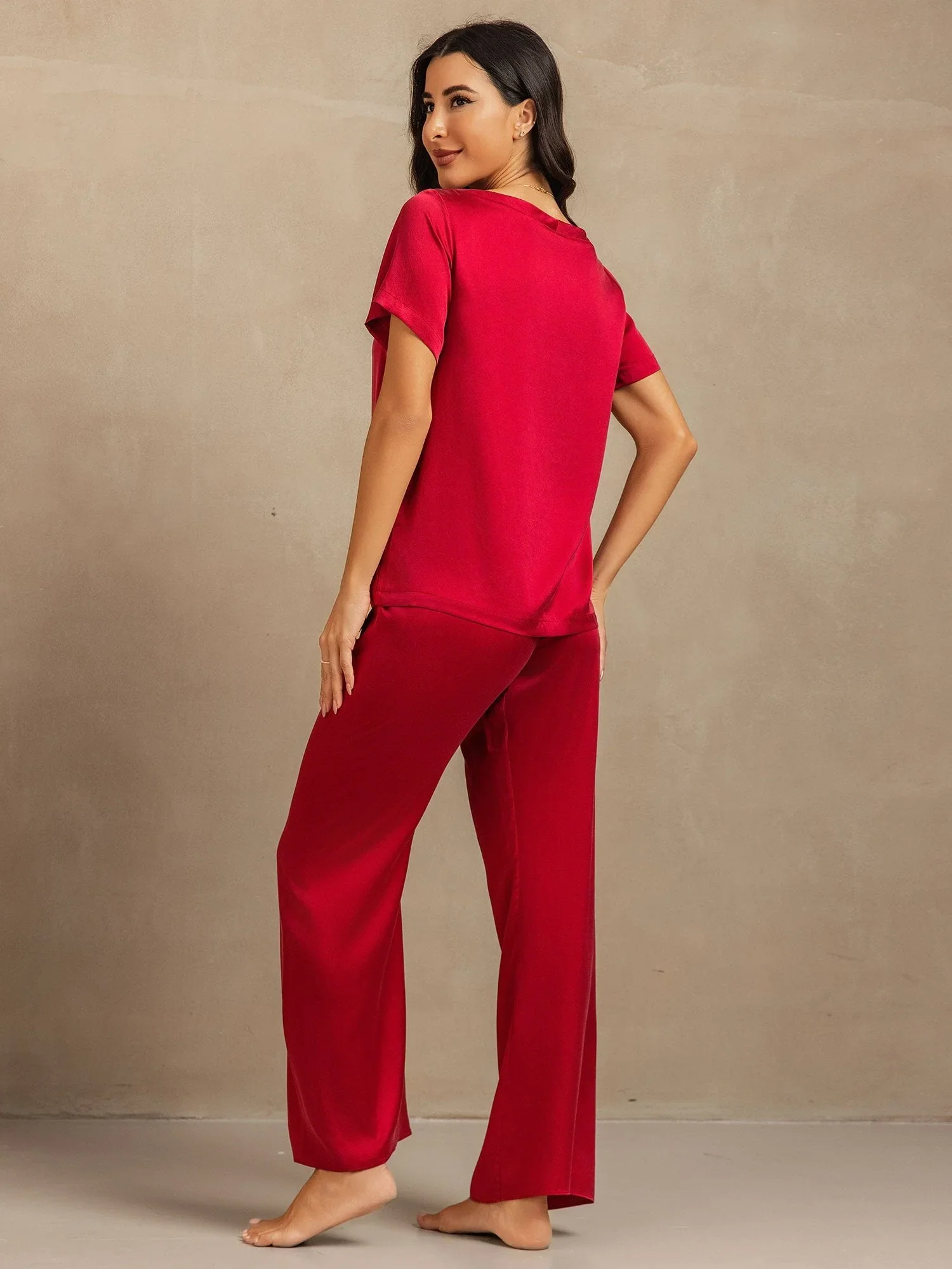 19Momme Women's Washable Silk Short Sleeve Pajamas Set