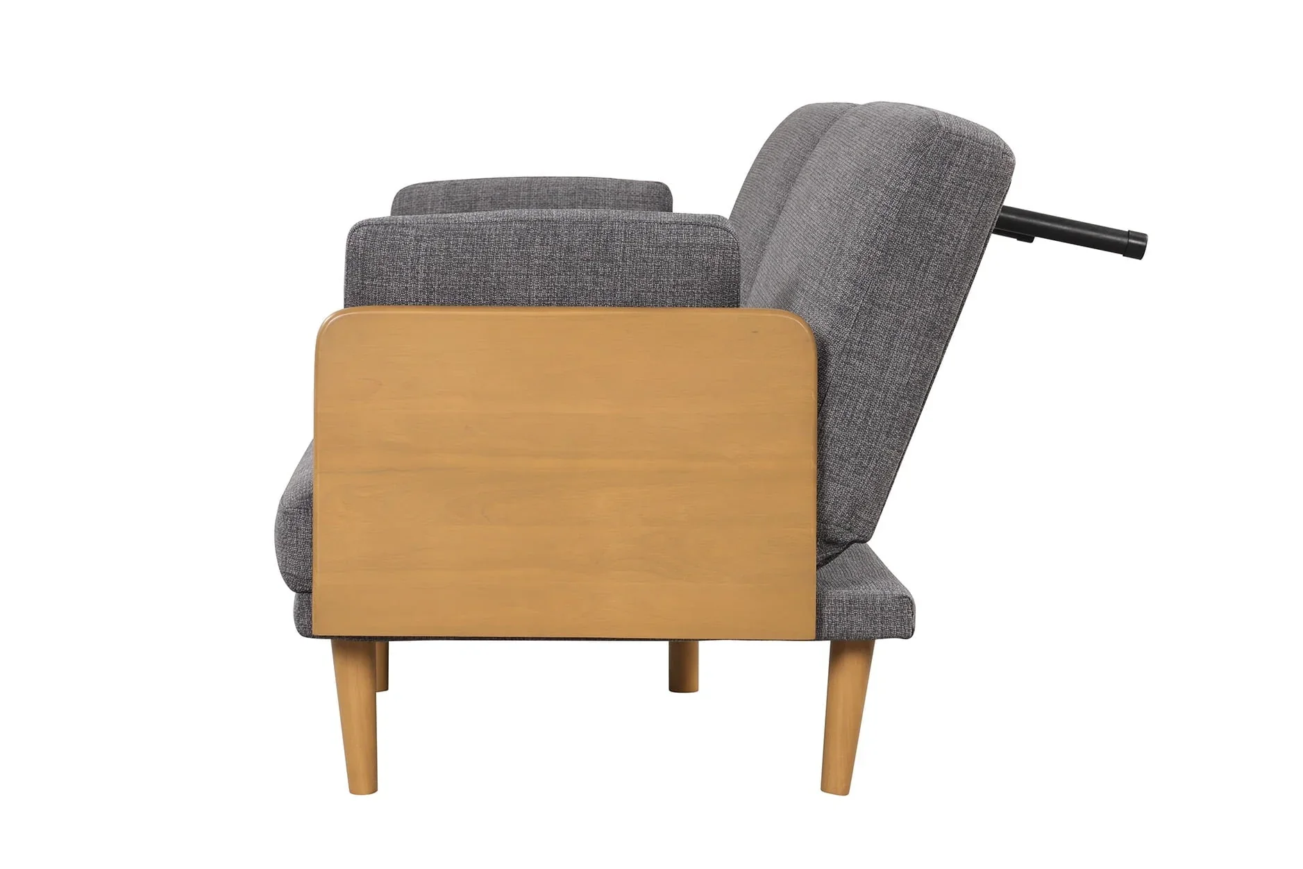 Better Homes & Gardens Futon With Wood Arms, Gray Linen