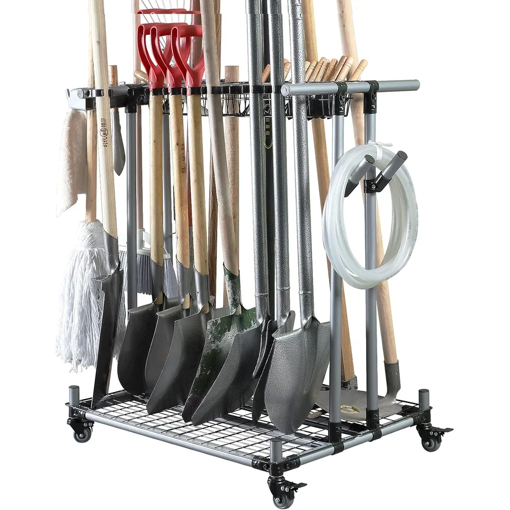 Heavy Duty Garden Tool Organizer Garage Storage Holder Storage Large Long Farming Tools Lawn Tool Metal Rack Shovel and Rake Organizer