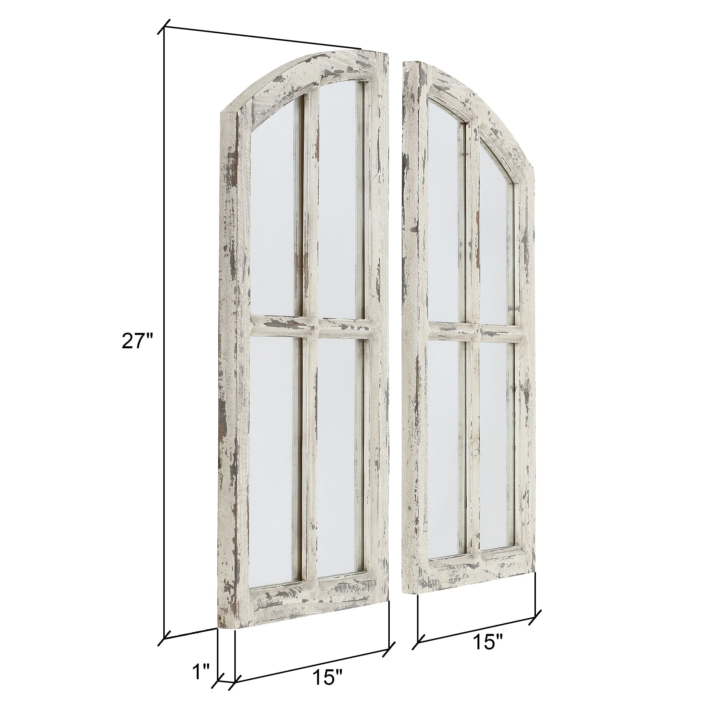 Jolene Arch Window Pane Mirrors Off-White 27" x 15" (Set of 2) by - Image 6