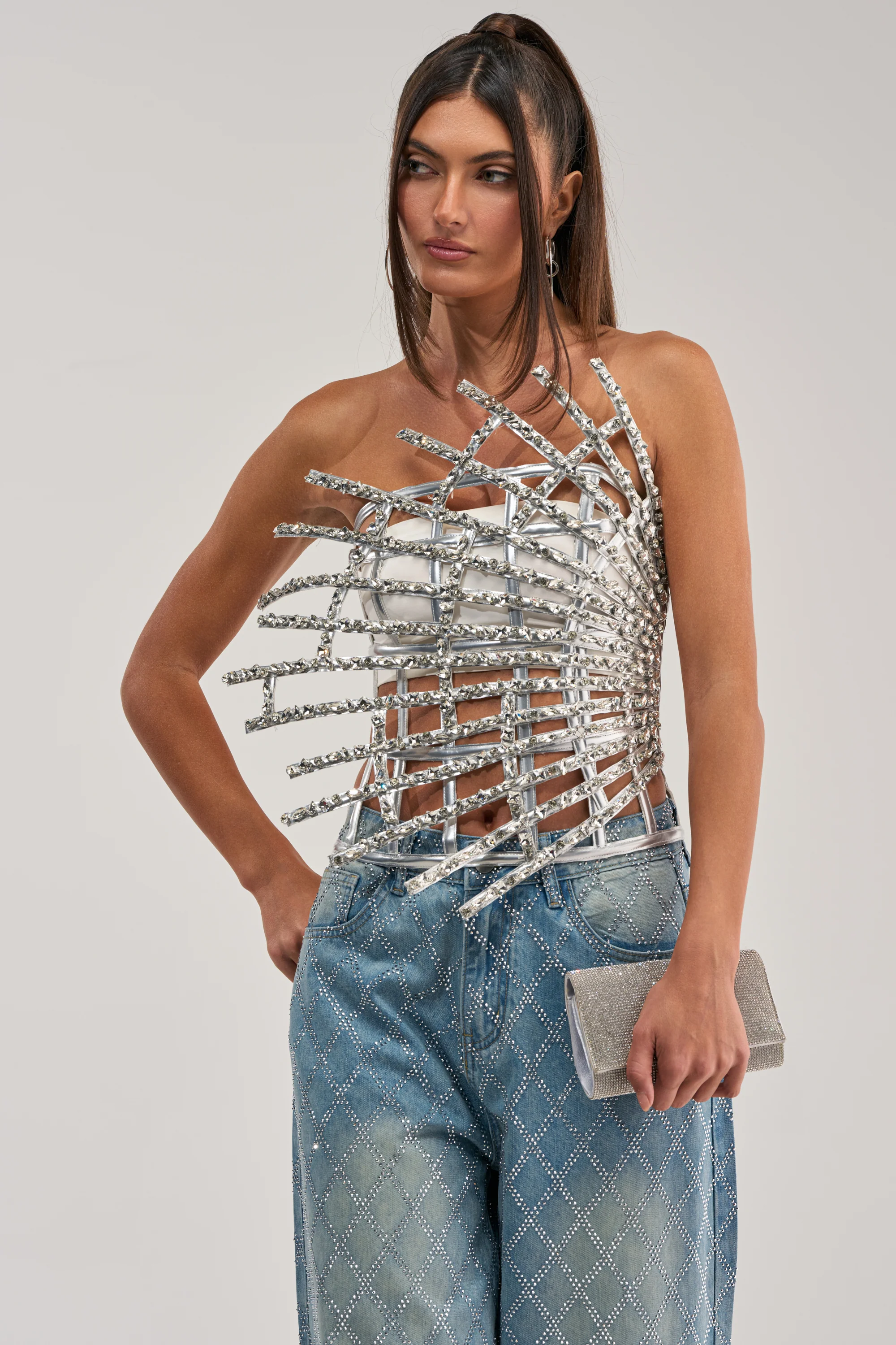 MADE YA LOOK RHINESTONE CAGE CORSET - Akira Store