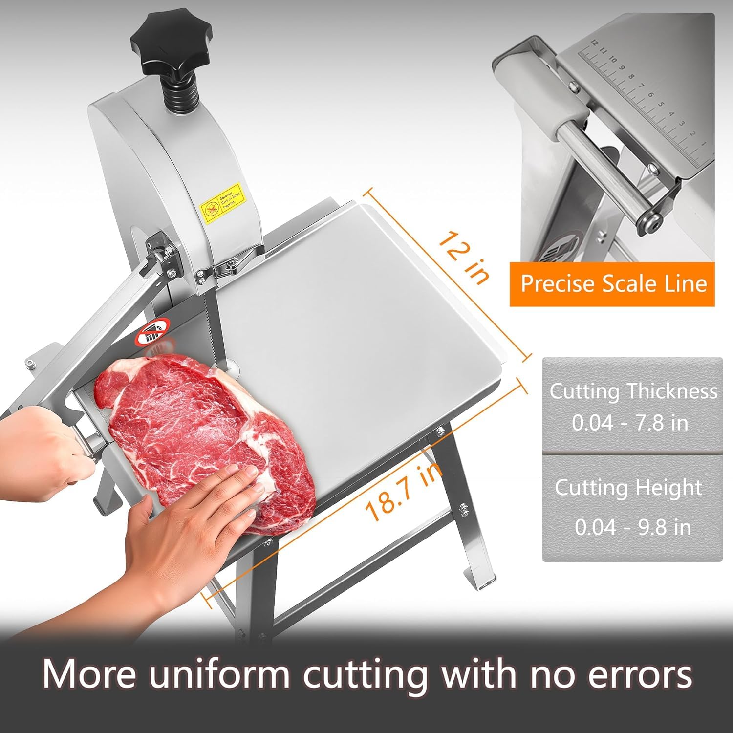 Electric Bone Saw Machine, 1500W Commercial Electric Meat Bandsaw with 12