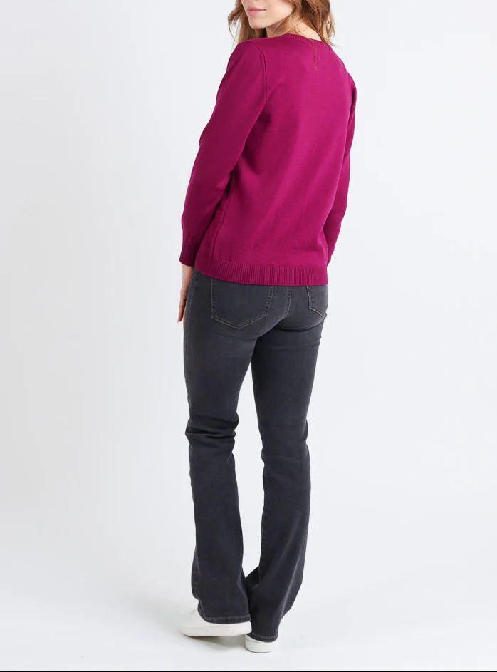 Cardigan femme en laine mérinos violet