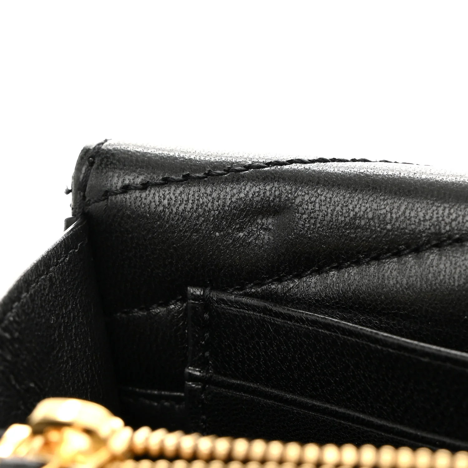 Lambskin Matelasse Chevron Monogram Sulpice Chain Wallet Black