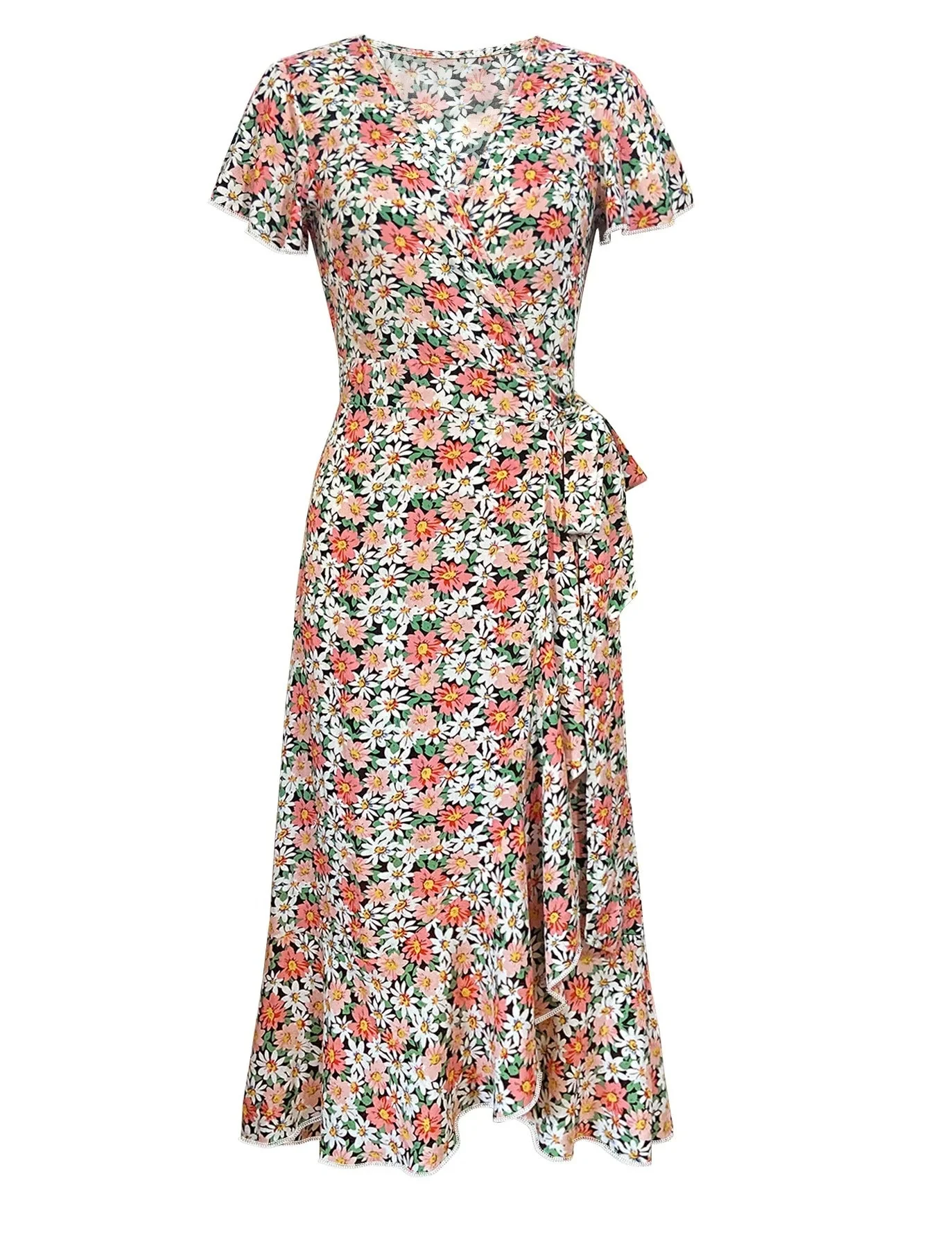 Sophie Paris | Robe mi-longue fleurie à col V