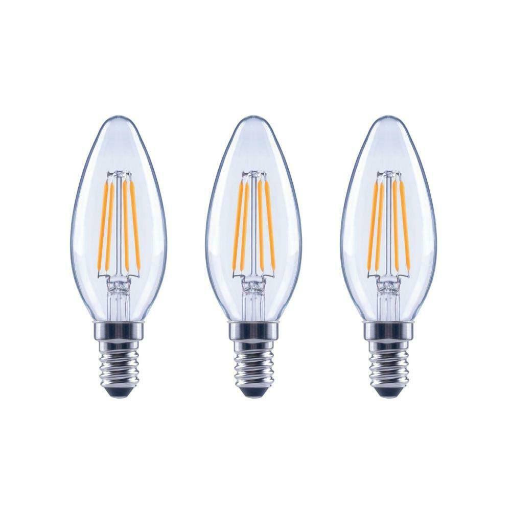 EcoSmart 40-Watt Equivalent B11 Candle Dimmable Clear Glass Filament Vintage LED Light Bulb Soft White (3-Pack)