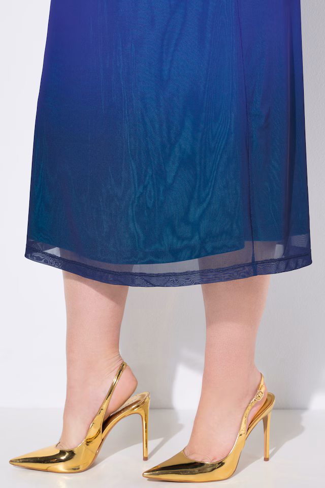 Sleeveless A-line color gradient mesh dress