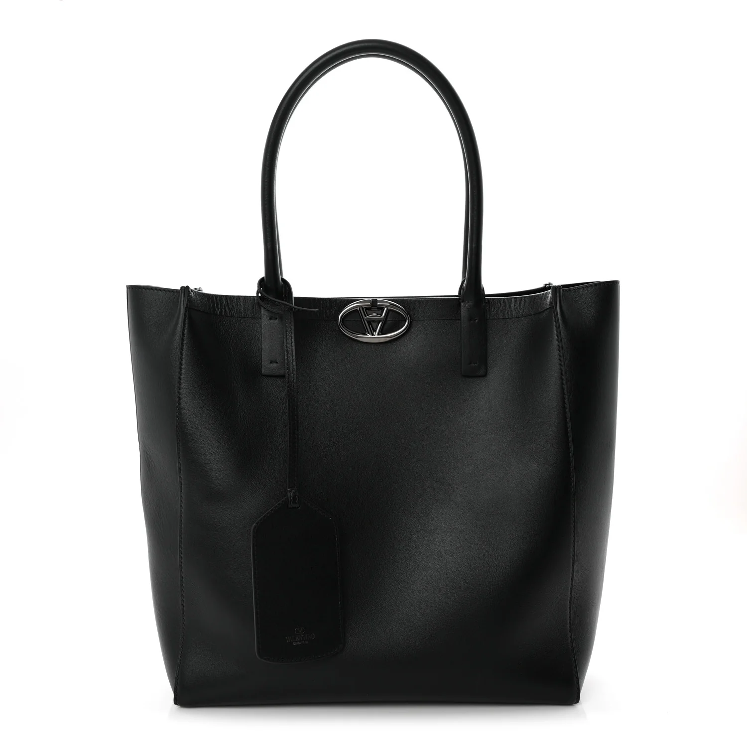 Calfskin Vlogo Medium Locker Tote Black