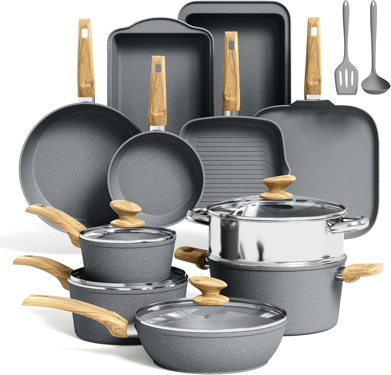 Kitchen Academy Induction Cookware & Bakeware Set, 30pcs Pots and Pans Set