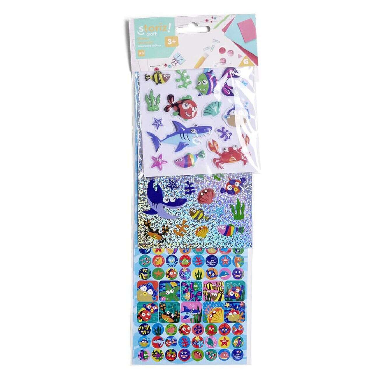 Lot de 3 planches de stickers fantaisie