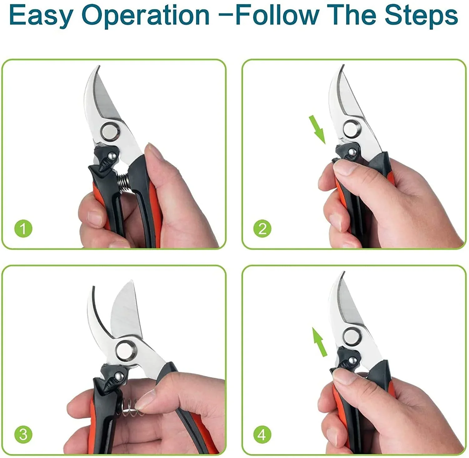 KOTTO 4 Packs Pruner Shears Garden Cutter Clippers, Stainless Steel Sharp Pruner Secateurs, Professional Bypass Pruning Hand Tools Scissors Kit with Storage Bag