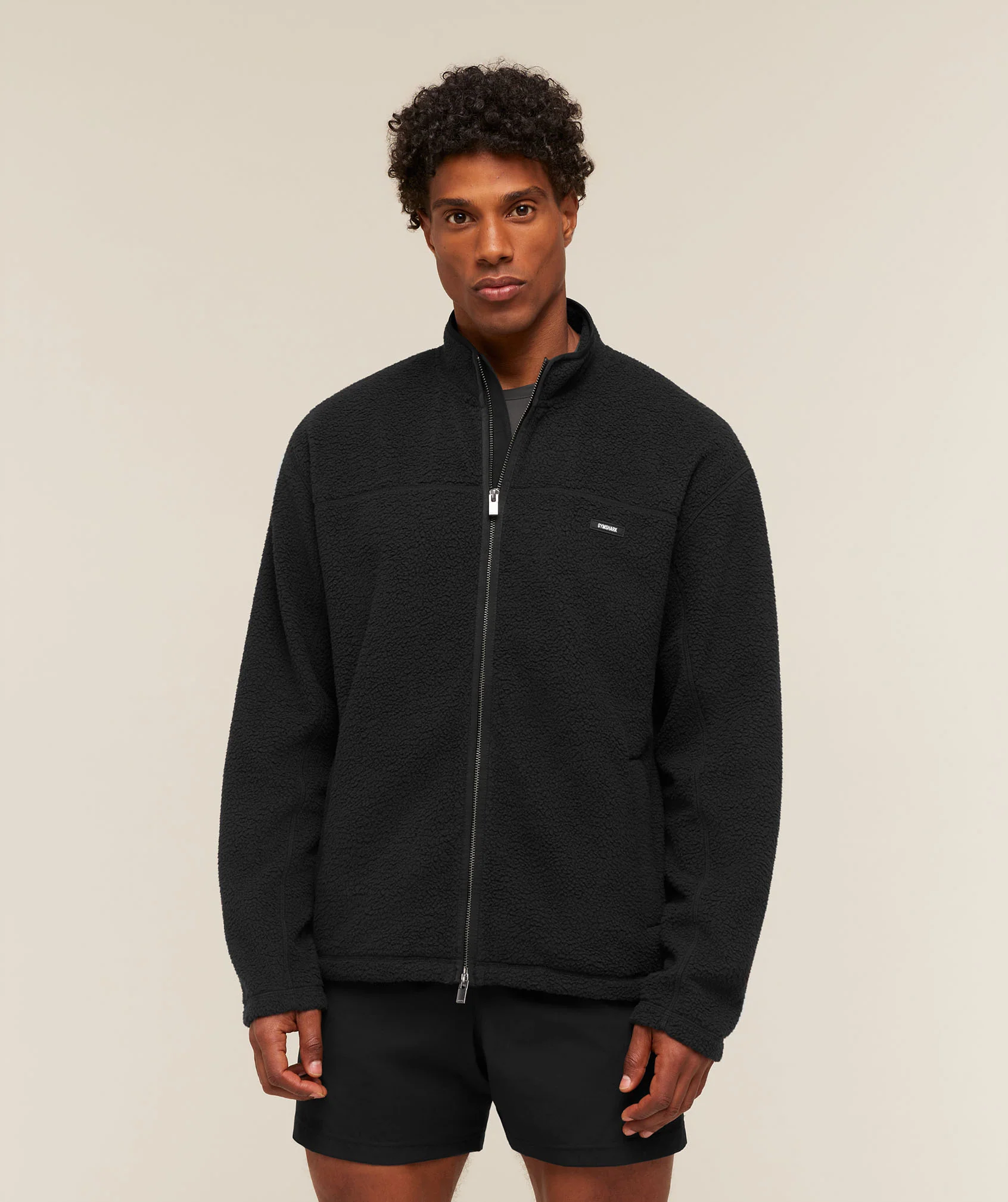 FLEECE ZIP THROUGH JACKET - Black