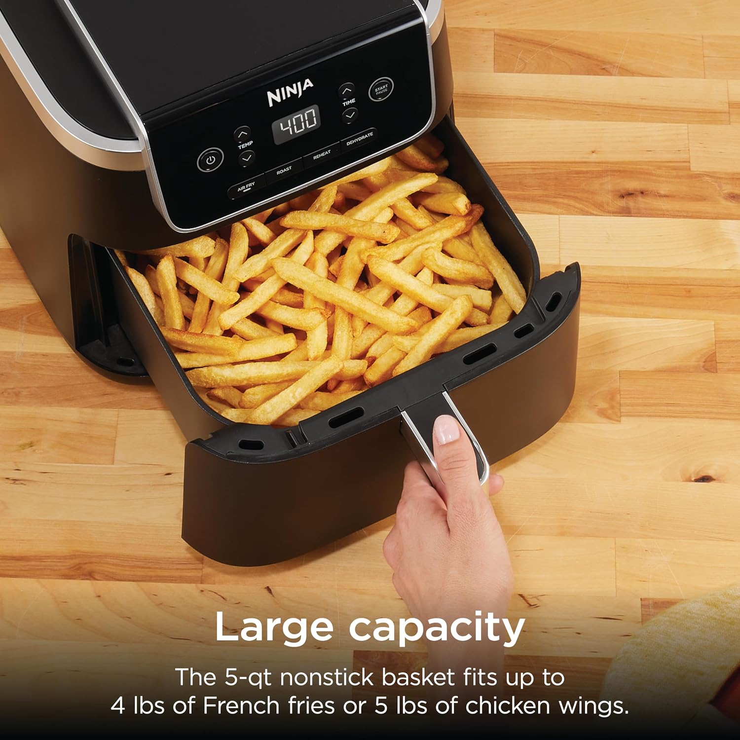 Ninja Air Fryer Pro, 5 Qt, 4-in-1, Gray, AF141| Air fry, roast, reheat, dehydrate, 1750W, 400F max, Fits 4 lbs fries, Nonstick basket, Dishwasher-safe