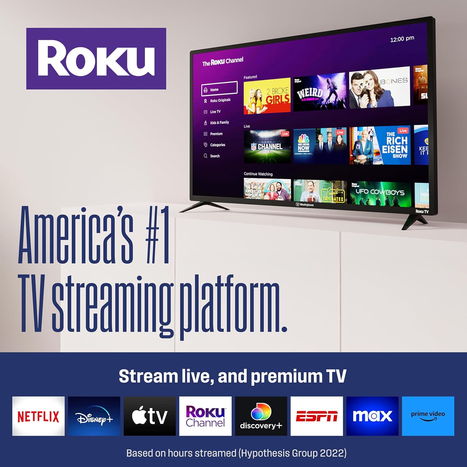 Westinghouse Roku TV - 43 Inch Smart TV  4K UHD Television with Wi-Fi Connectivity and Mobile App  Flat Screen  Bluetooth  Compatible with Apple AirPlay  Alexa and Google Assistant