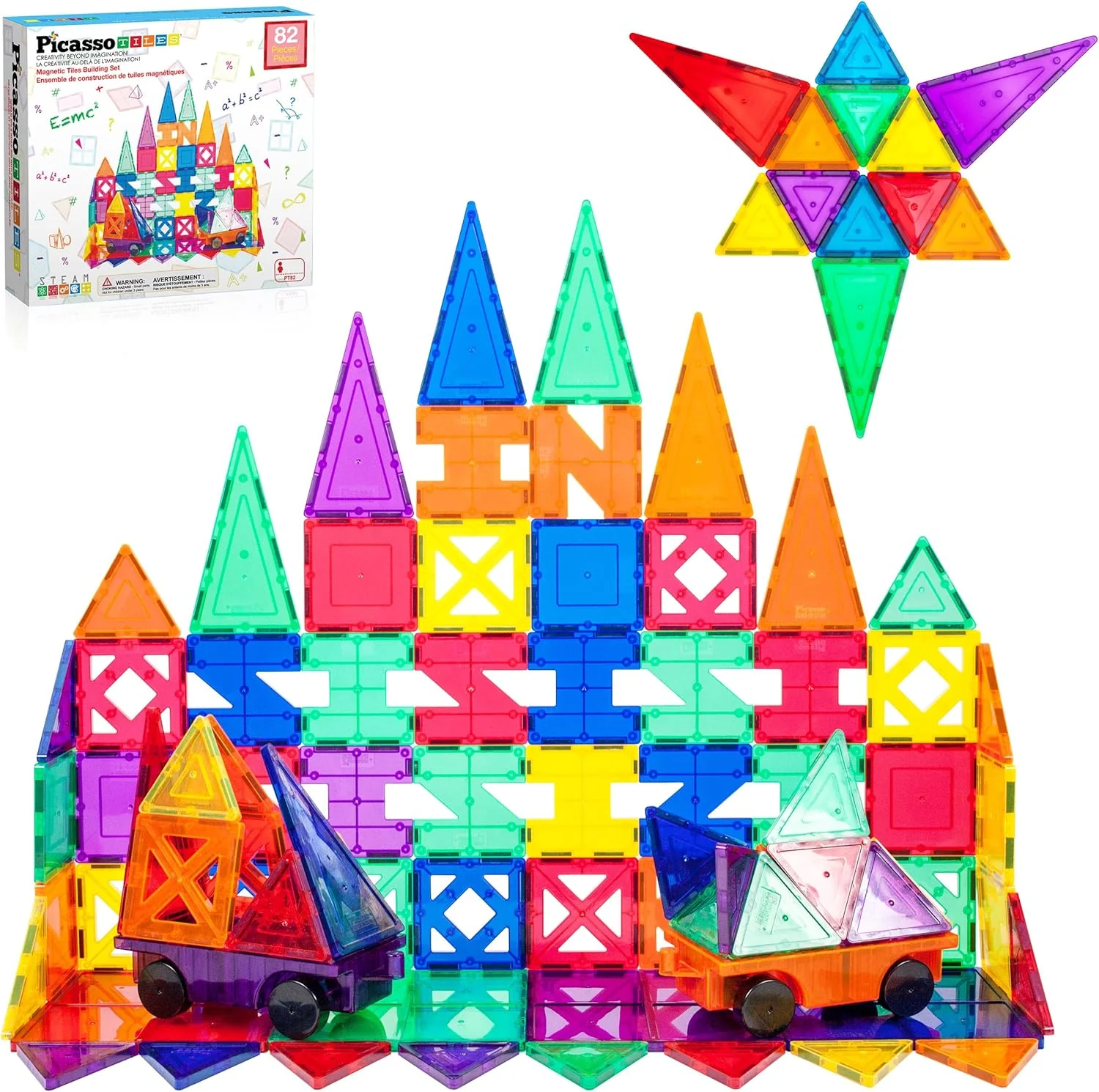 PicassoTiles Building Blocks Inspirational Kit 3D Building Construction Toys Clear Magnetic Stacking Set STEM Playboards Magnet Felt Tiles Novelty Games, Creativity Beyond Imagination