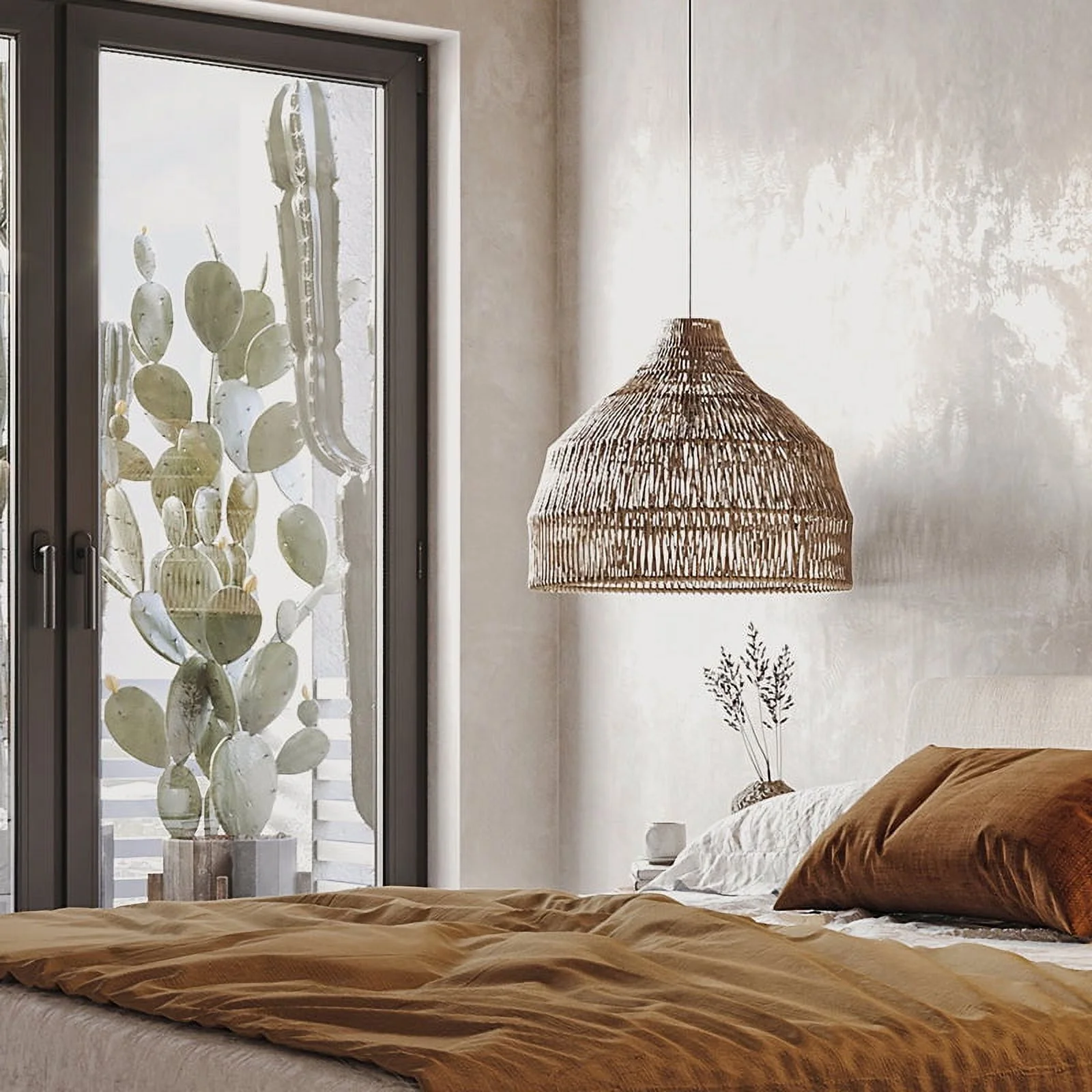 Arturesthome Wabi sabi Rattan Woven Pendant Light Lampshade