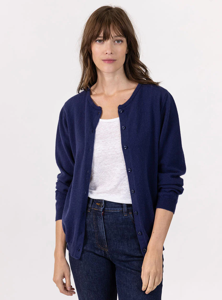 Cardigan femme en cachemire marine chic