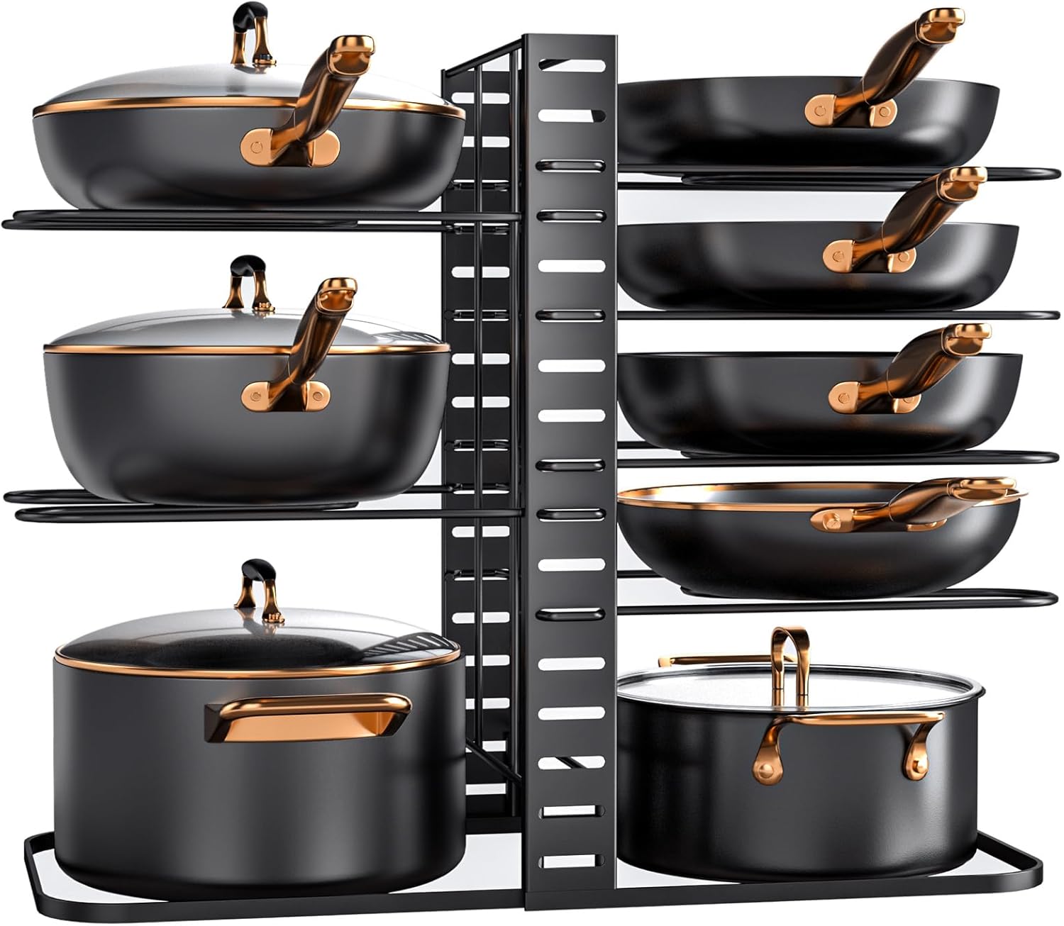 MUDEELA 8-Tier Lightweight Pots and Pans Organizer under Cabinet, 14.55