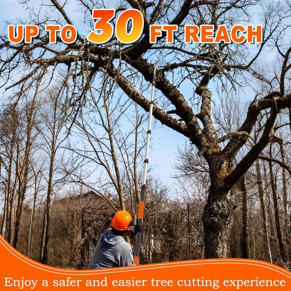 30FT Reach Pole Saw for Tree Trimming, Telescoping Tree Pruner Extendable with 5-24FT Extension Pole, Manual Saw for Yard, Garden, Patios - Image 7