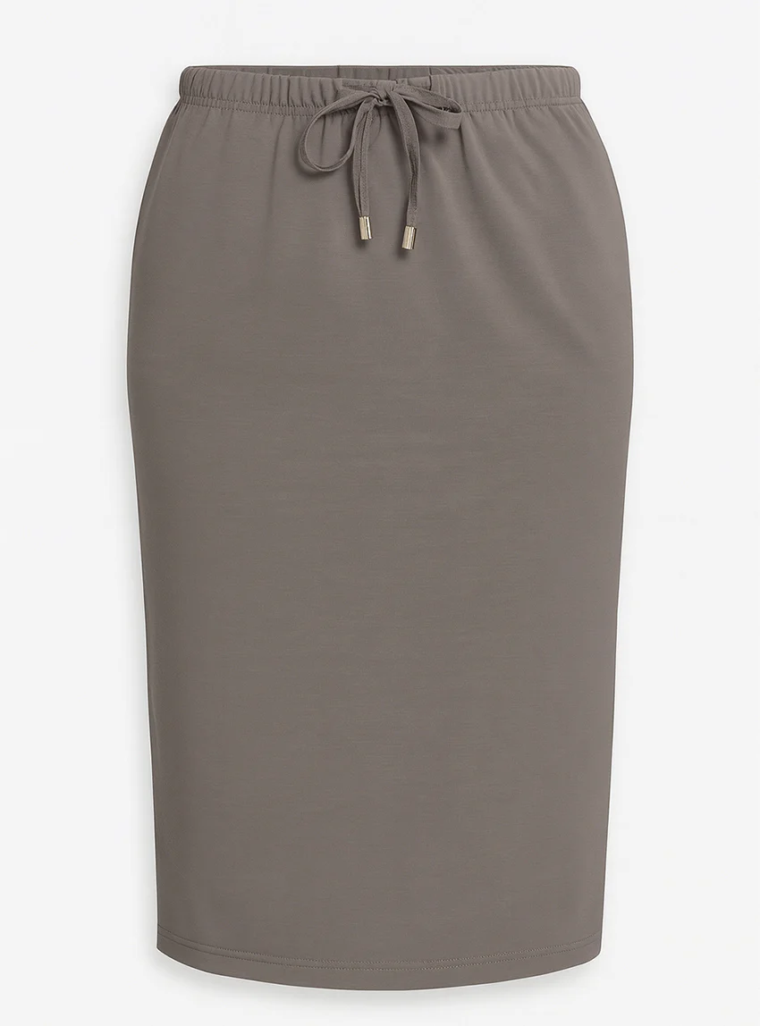 Jupe midi gris taupe en coton