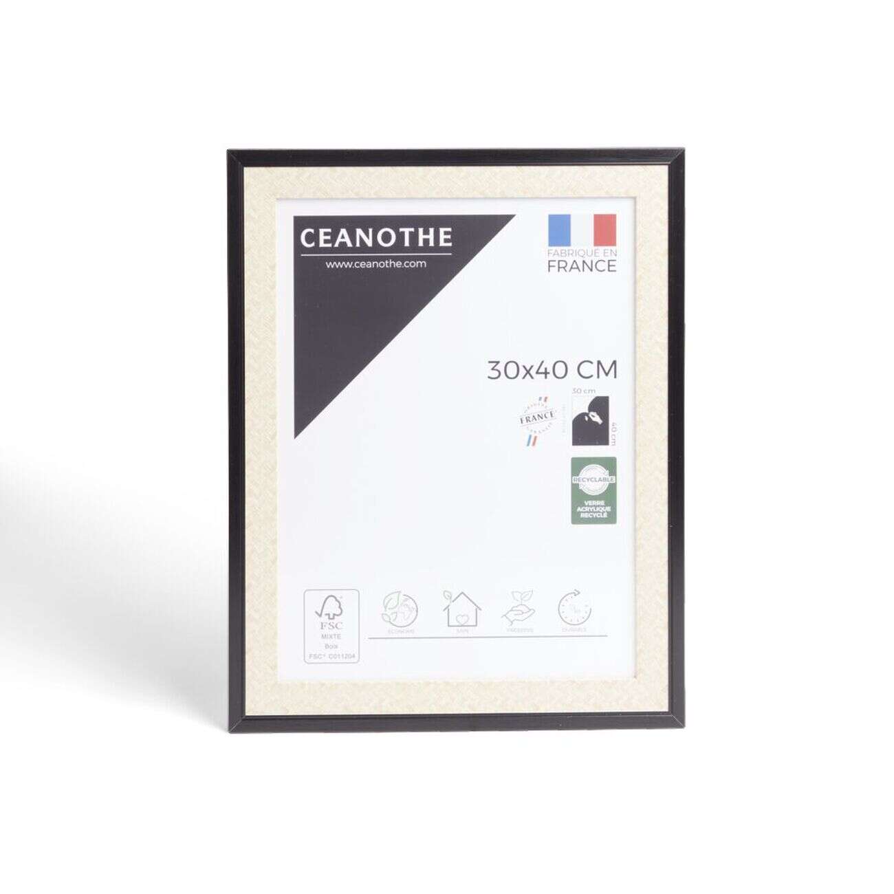 Cadre photo bois noir 36,8x46,8cm pour photo 30x40cm