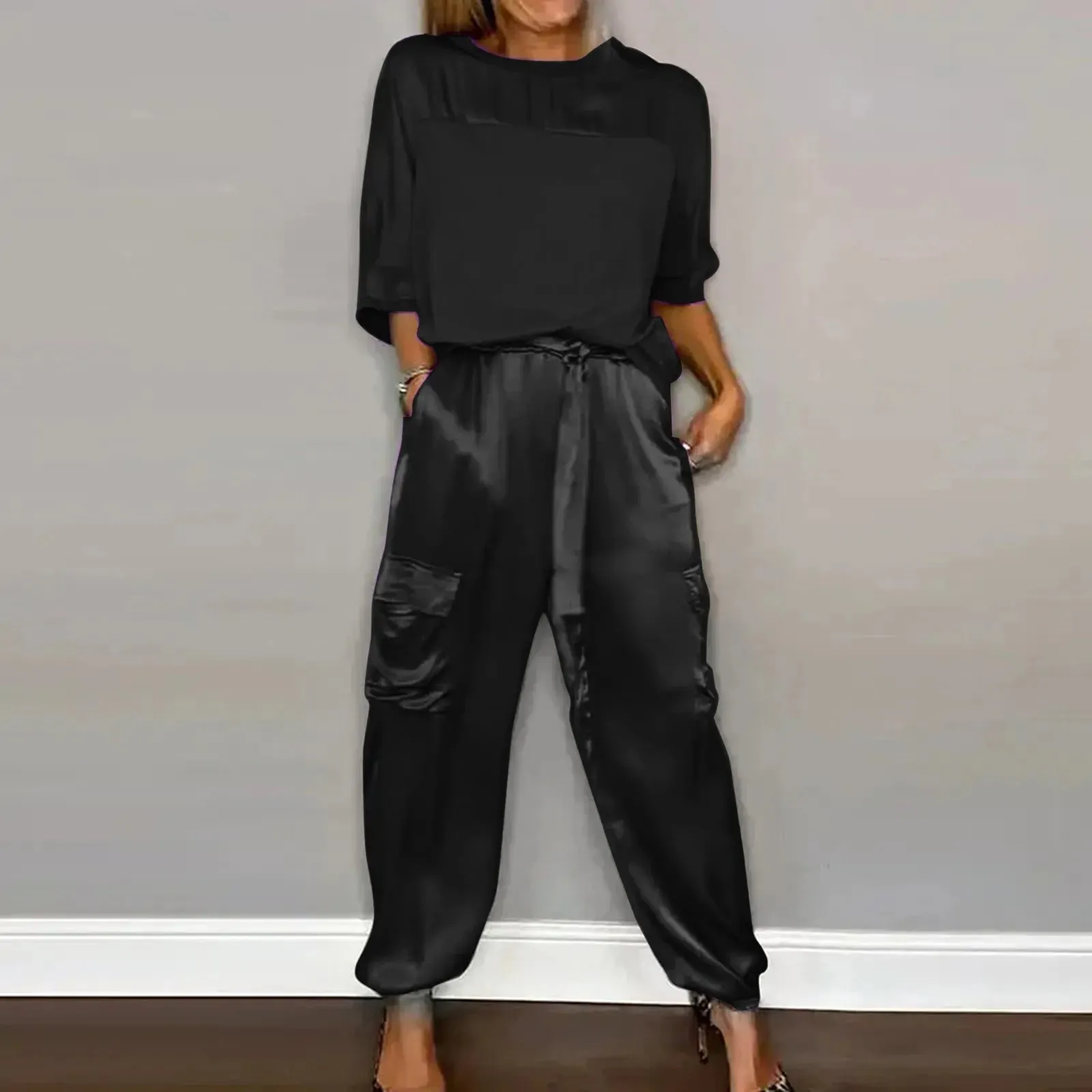 Sophie Paris I Satin Ensemble lounge deux pièces