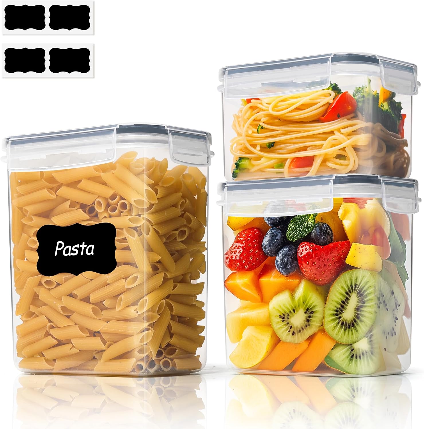 ComSaf Airtight Flour and Sugar Container 2.6Qt & 5.5Qt 3-Pack, Wide Mouth
